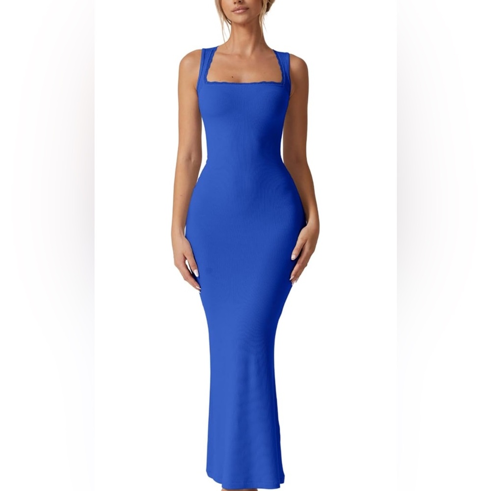 BLUE Woman’s Elegant RIBBED Brown Sleeveless Dress *NEW*